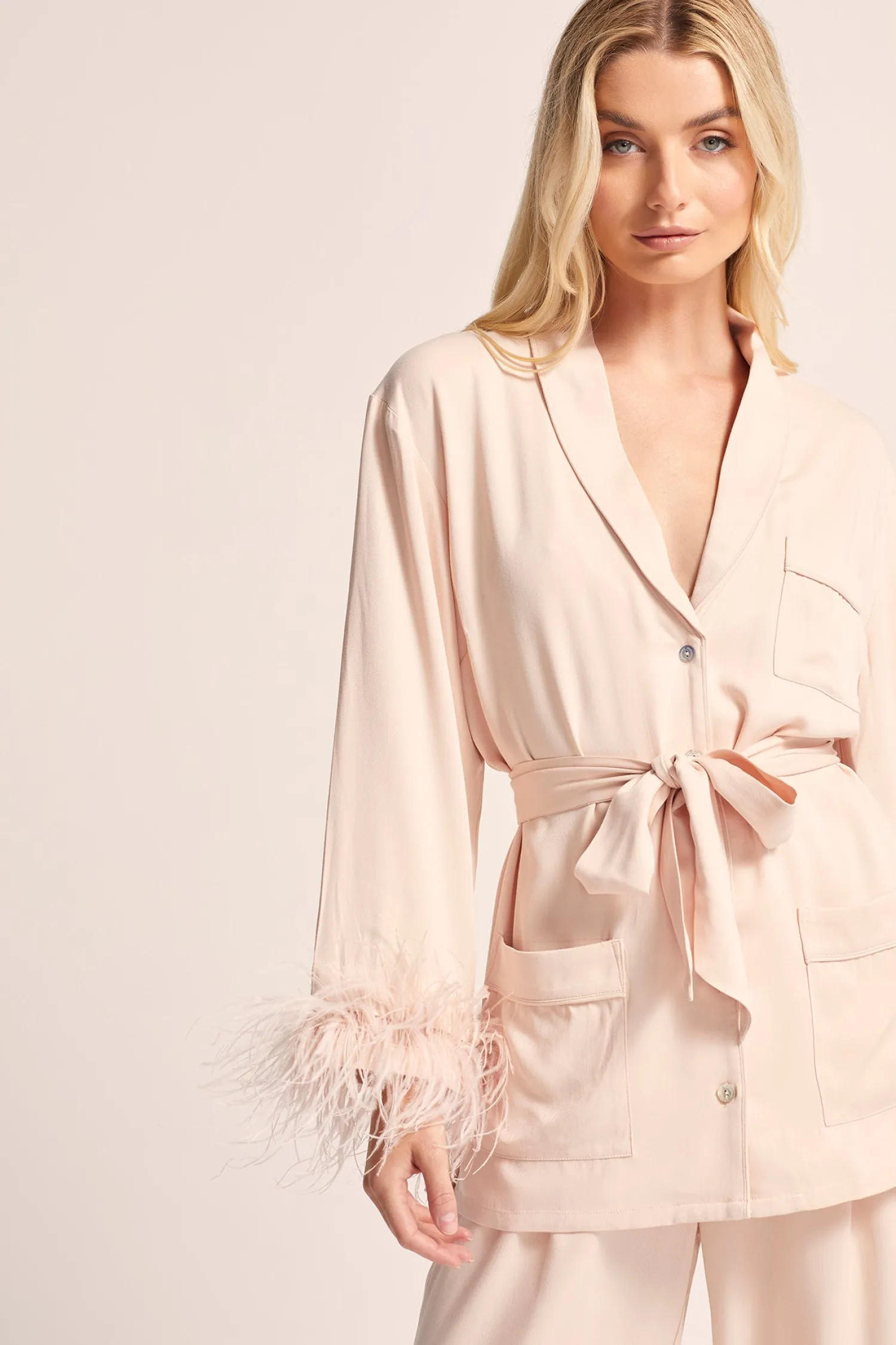 Homebodii Emilie Feather Trim Pyjama Set New